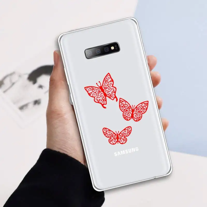 

Lovebay Butterfly Glitter Phone Case Transparent For Samsung Galaxy A 71 21s S note 8 9 10 plus 20 ultra
