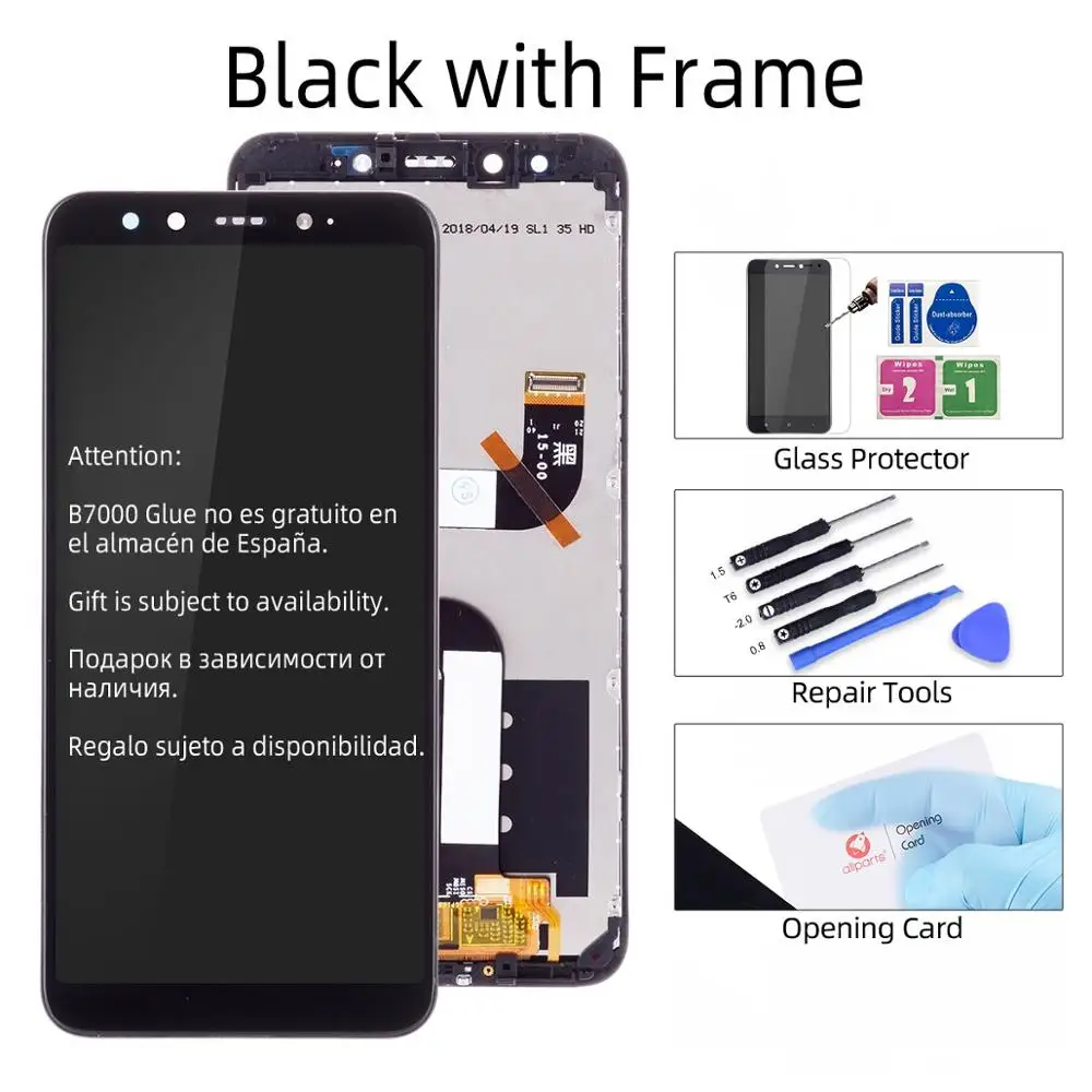Дисплей для XIAOMI Mi A2 6X LCD в сборе с тачскрином на рамке 5.99'' черный белый - Цвет: with frame Black