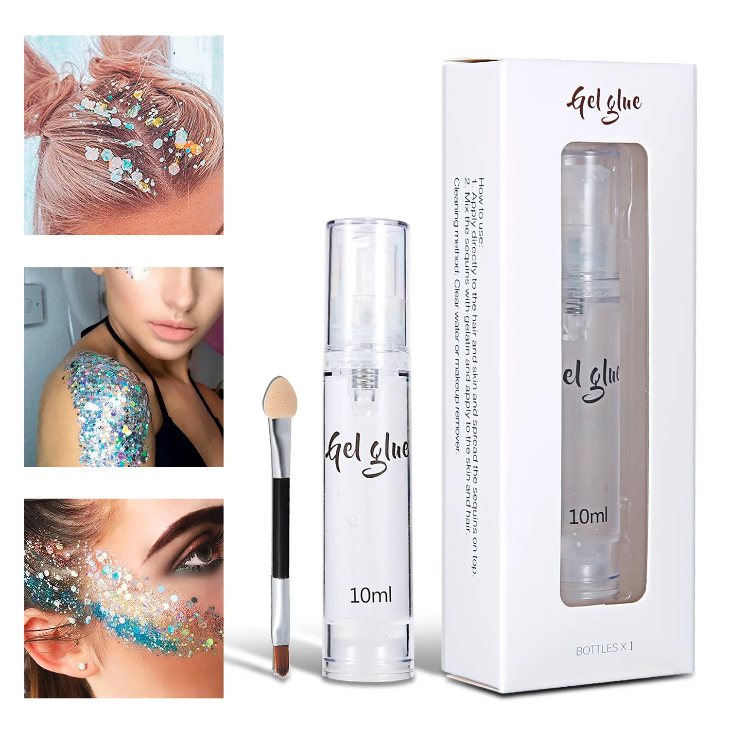 

Nail Glue Tattoo Glue Set 10ml Eye Glitter Primer Gel Sequined Primer Makeup Cream Waterproof Sequin Glitter Eyeshadow Glue