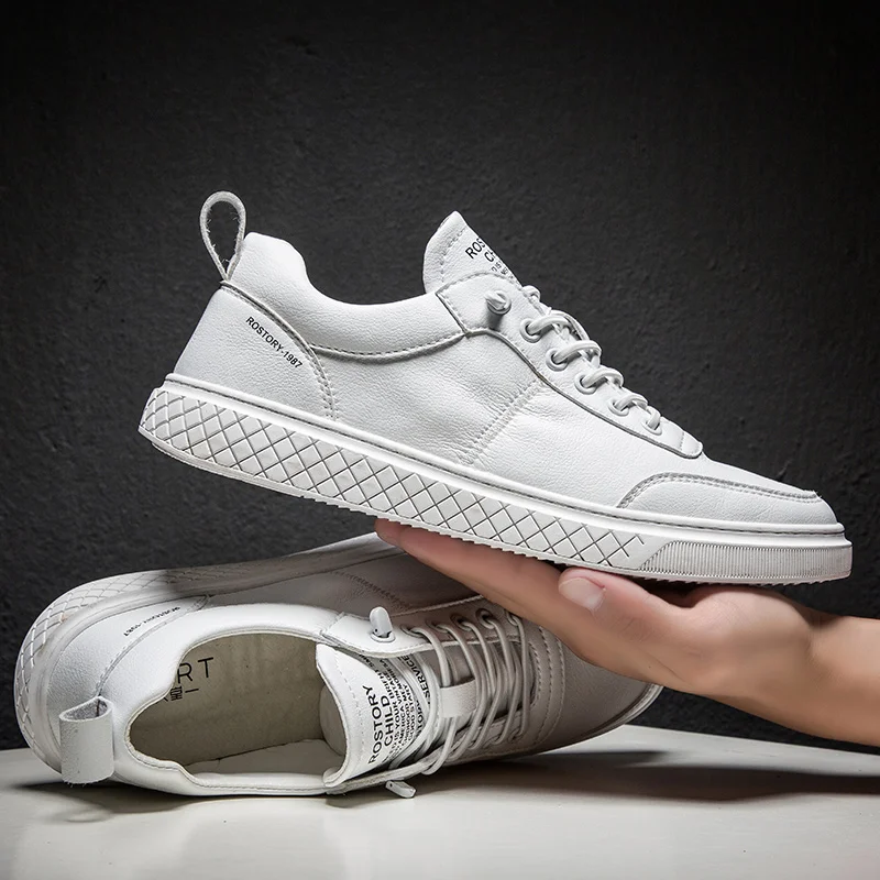 Brand Fashion Casual Leather Shoes Men Sneakers White Male 2019 Korean Version | Обувь
