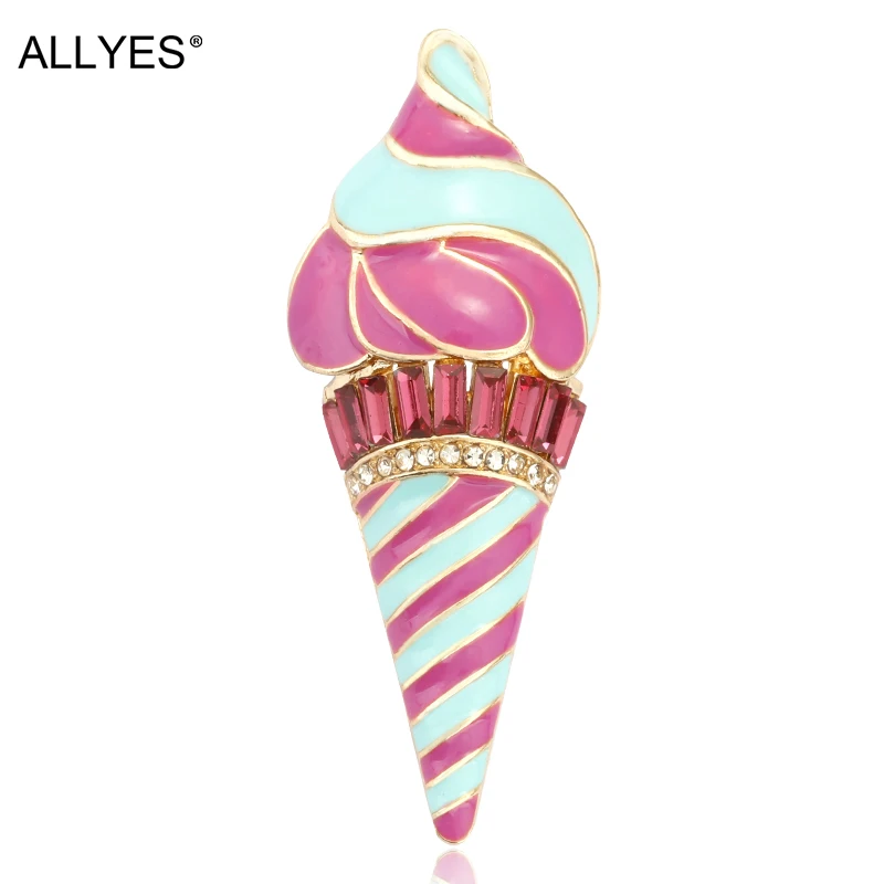 ALLYES милые эмалированные Броши с изображением мороженого в мультяшном стиле