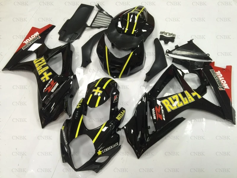 Обтекатель для мотоцикла GSXR 1000 2007 GSXR1000 Обтекатели - 2008 K7 Черный Желтый RIZLA |