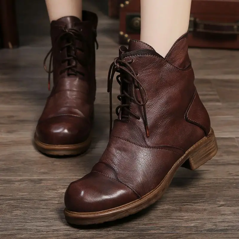 

Ботинки женские зимние из натуральной кожи, на низком каблуке