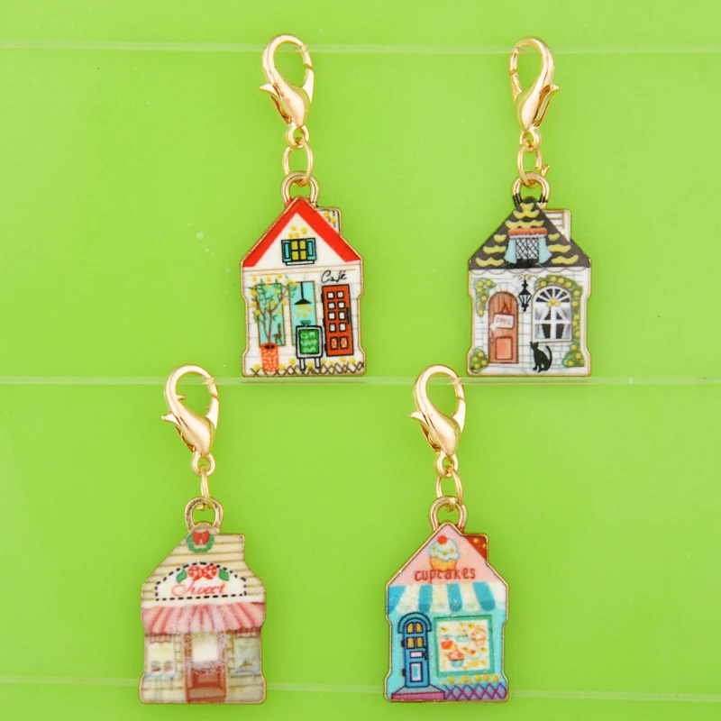 DIY Металлические Подвески с эмалью Мультяшные кексы в форме дома застежкой для