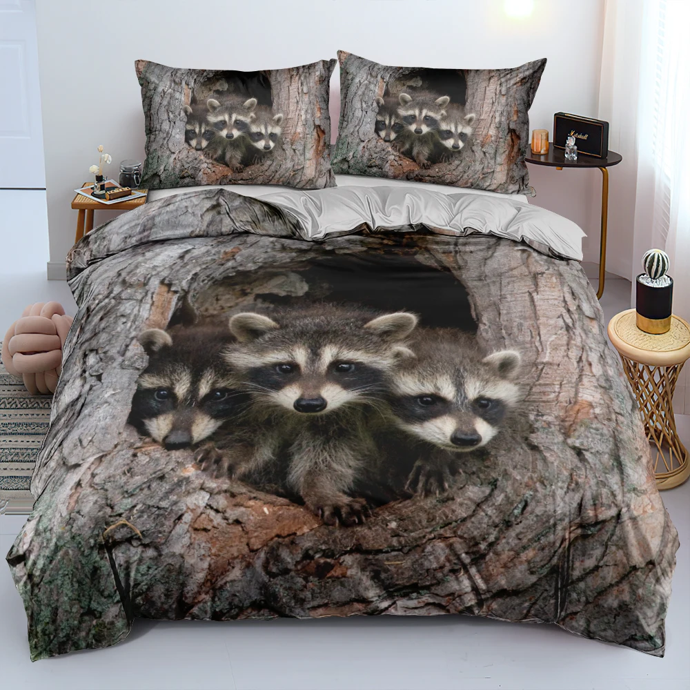 

Raccoon Linens Bed Cute Animal Duvet Cover Pillow Shams 173x230 Twin King Queen Bed Collection For Child Adult Home Decoration