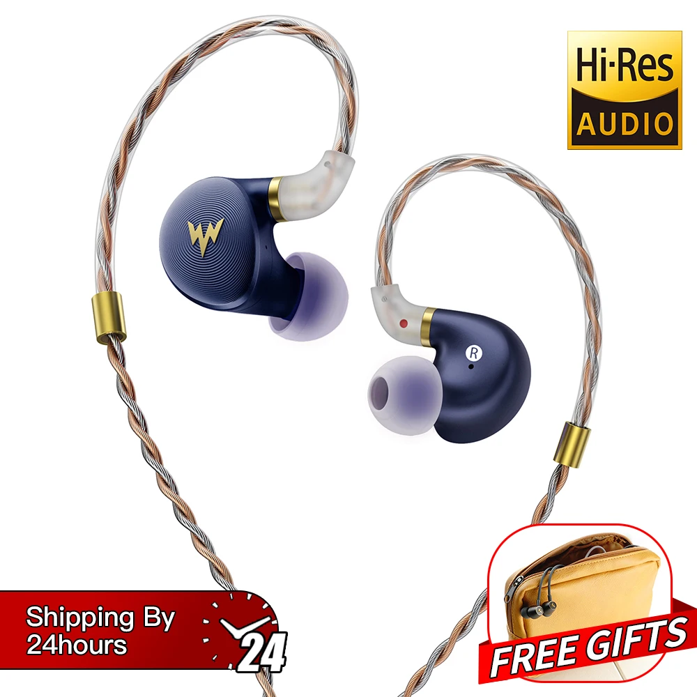 HiFi бас наушники A-HE03 Hi-Res гарнитуры гибридная арматура 2Pin разъем 3,5 мм в ухо Мониторы HiFi наушники - Цвет: Blue HE03