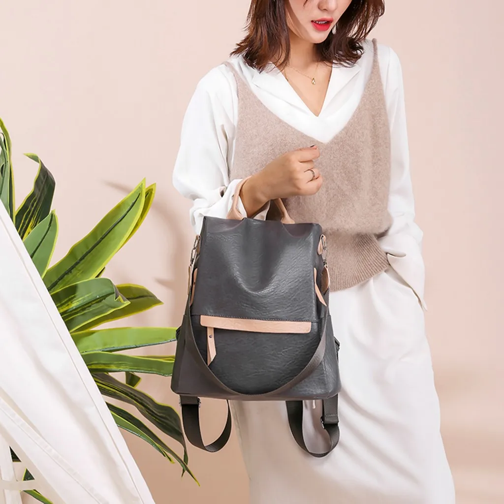Mochila feminina Женская мода смешанные цвета Водонепроницаемая Сумка Tote плечевой