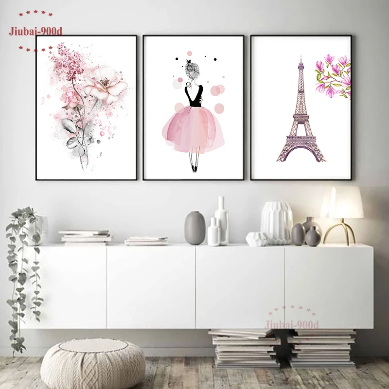 Настенный постер в скандинавском стиле Картина на холсте с изображением розовых