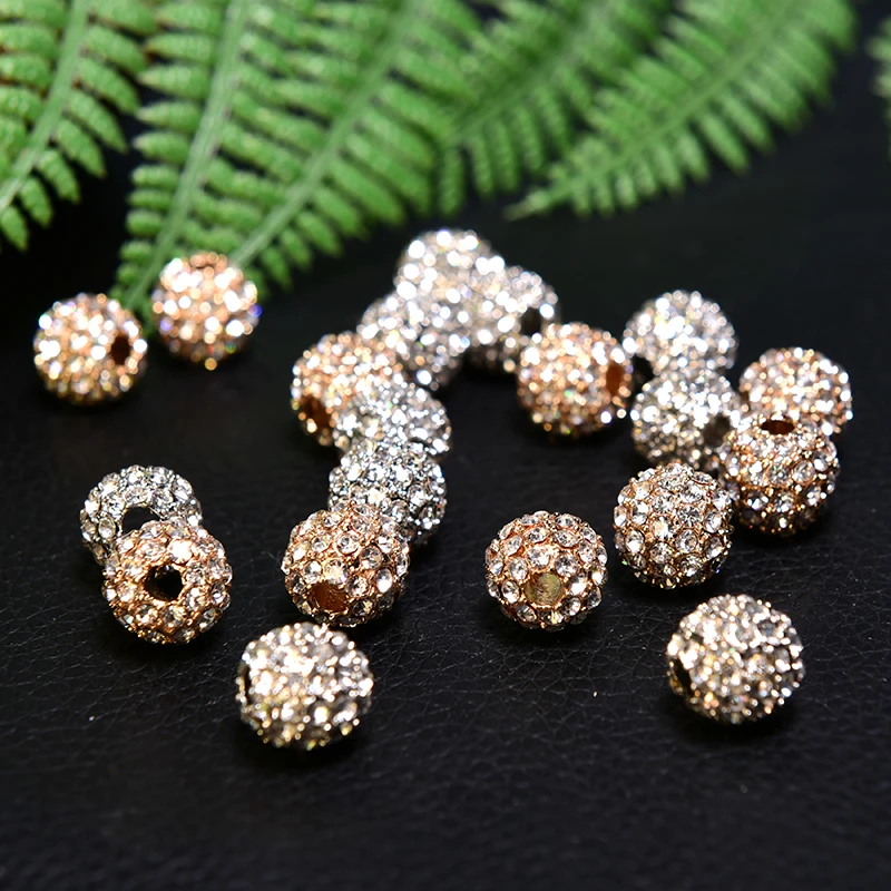 10 мм Полный Стразы класса люкс микро проложить мяч AAA + Циркон европейские бусины c разделителем круглые