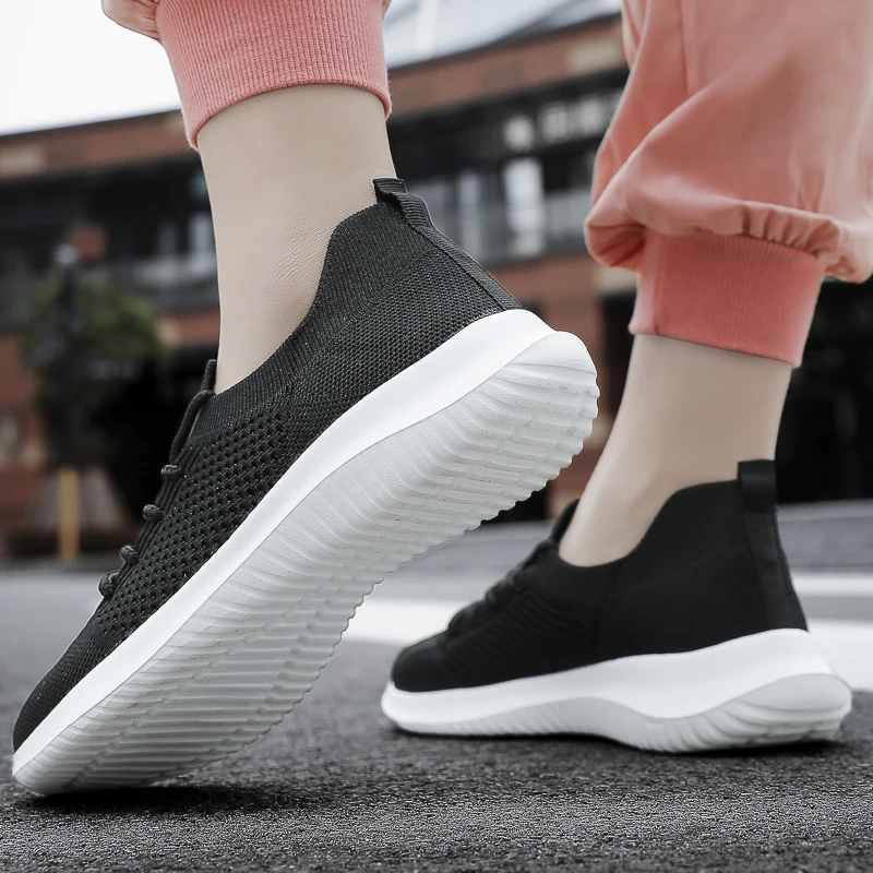

VEAMORS 2020 NewFlat Shoes for Women Casual Sneakers Antislip Wear-resisting Fashion Breathable Lace-up Mesh Ladies Flats Shoes