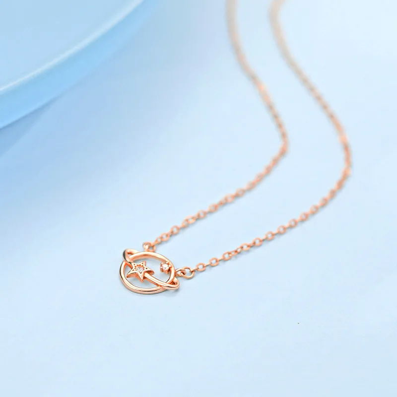 

PONYKISS Office S925 Sterling Silver Planet Stars Hollow Zircon Chokers Necklace Anniversary Fine Jewelry wholesale Accessory