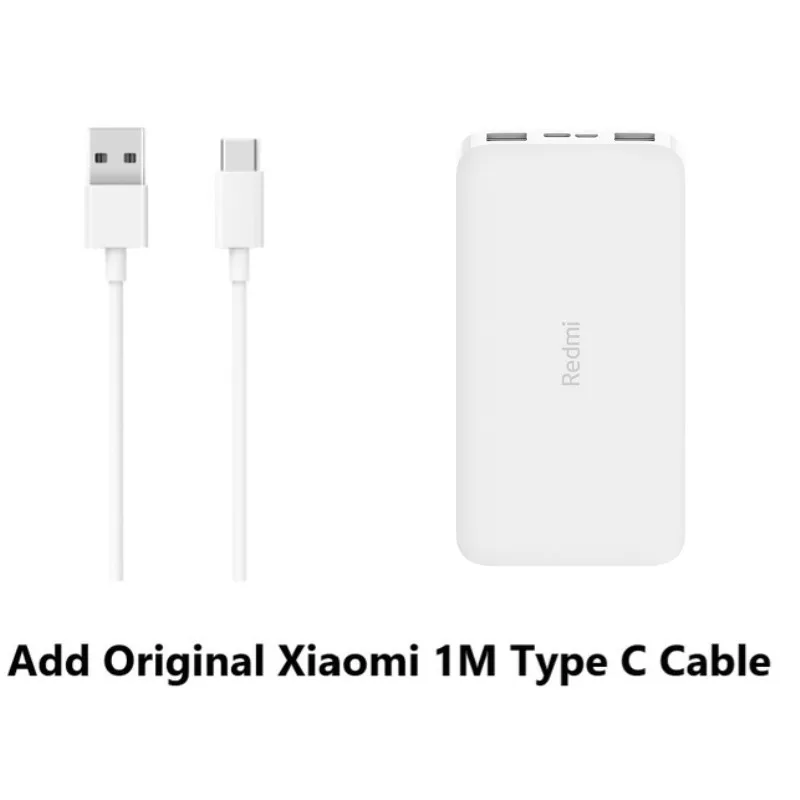 Add Type-c Cable Xiao mi Red mi power Bank 10000 мАч PB100LZM usb type C Портативная зарядка mi power bank 10000 Внешняя батарея повербанк - Цвет: Add Type-c Cable