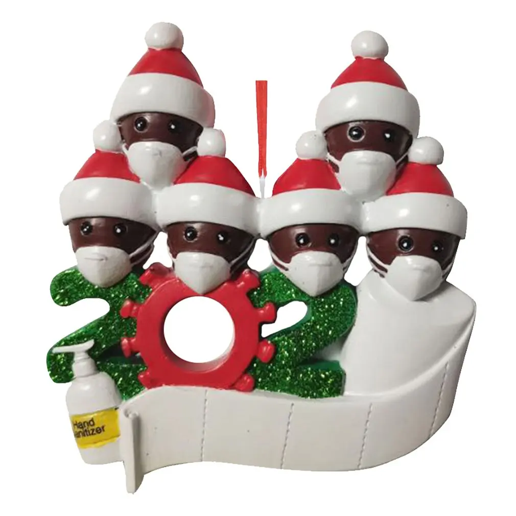 Colgante personalizado de adorno de Navidad, Mini colgante de decoraci&oacute;n de mu&ntilde;eca con m&aacute;scara y sombrero de Navidad-2