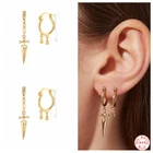 Женский серебряный циркониевый крестообразный кинжал