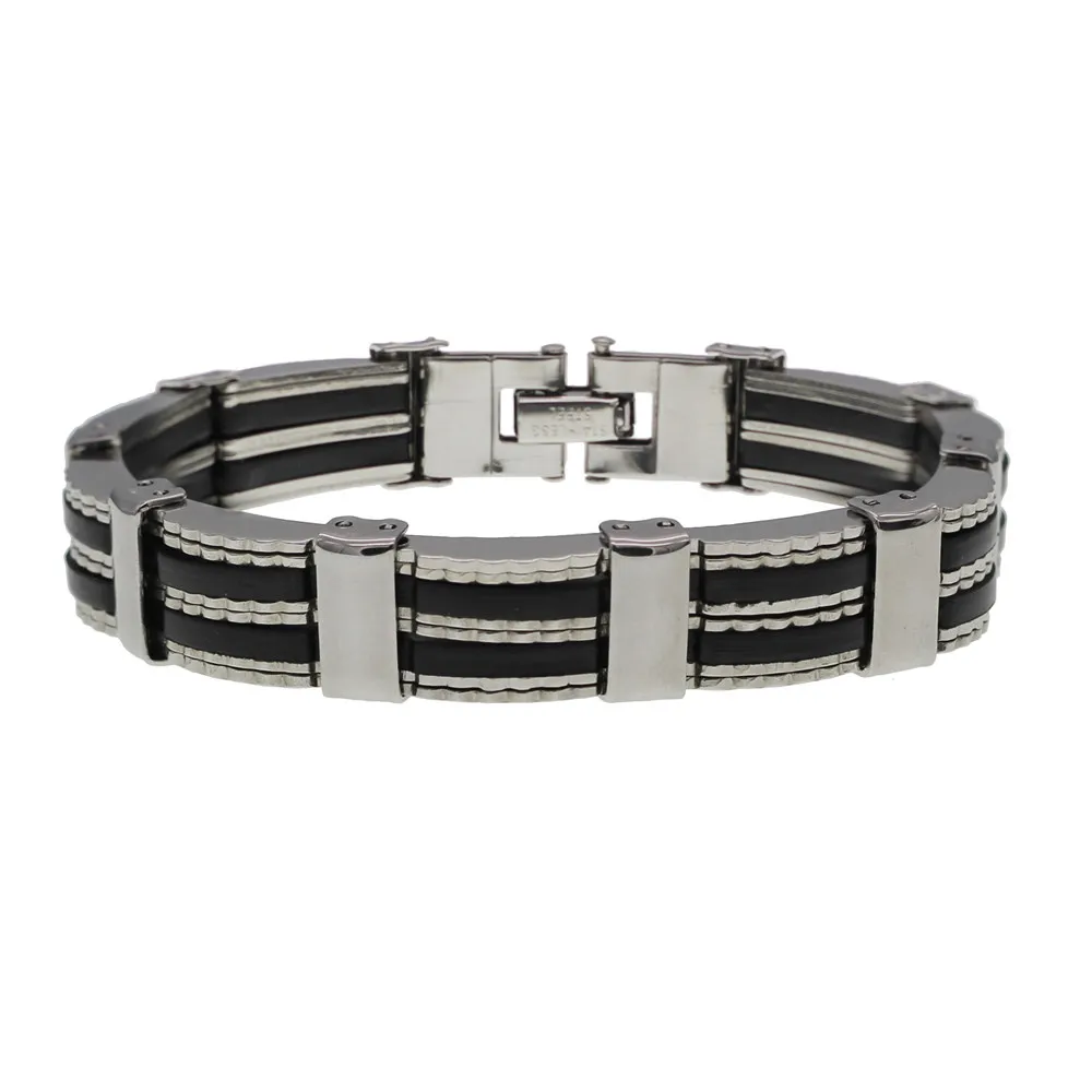 Hapiship 2018 мужские модные черные силиконовые браслеты из нержавеющей стали женские