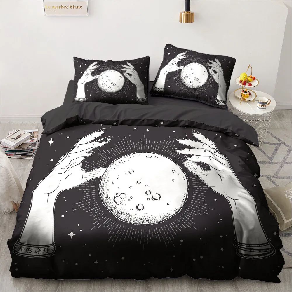 

3D Witch Bedclothes Custom Design Magic Quilt Cover Sets Black Comforther Case Pillow Sham 200*230cm Full Twin King Double Size