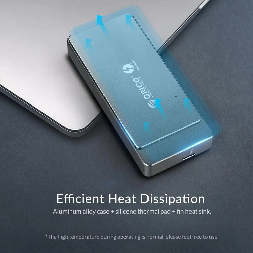 ORICO Thunderbolt 3 м. 2 NVME SSD HDD корпус 40 Гбит/с Поддержка ТБ Алюминий с портом C Тип кабель