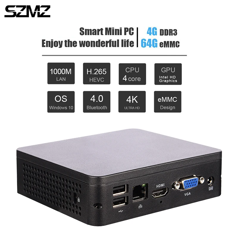 ТВ-приставка SZMZ 4 + 64 ГБ Windows 10 1000/4 0/2 ГГц Wi-Fi | Компьютеры и офис