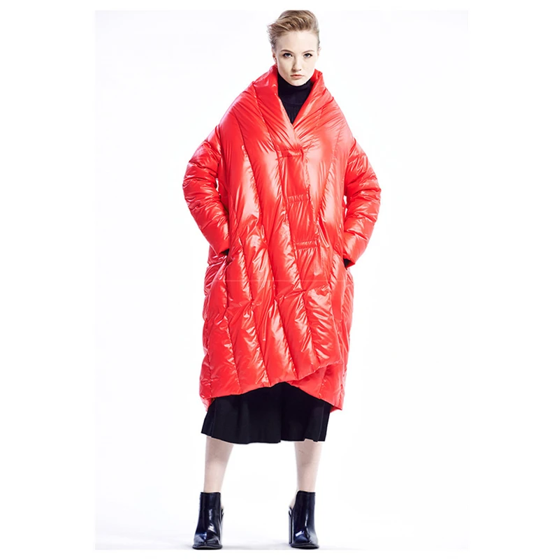 Tsuretobe/модное зимнее пуховое пальто для женщин теплая длинная куртка-пуховик на