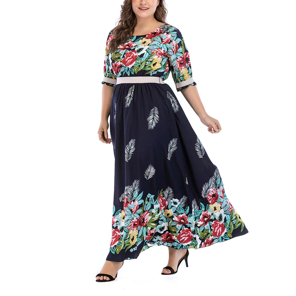 Женское шифоновое макси платье большого размера винтажные платья с цветочным