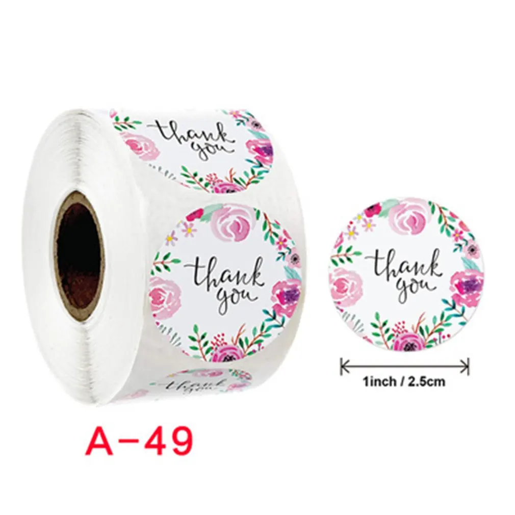 

Install DIY thank you floral pattern holiday wedding decoration stickers copper plate self-adhesive material round 1 inch