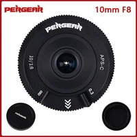 pergear 10mm f8 pancake fisheye lens aps c format camera lens 80g light weight for sony e mount fuji m43 mirrorless camera