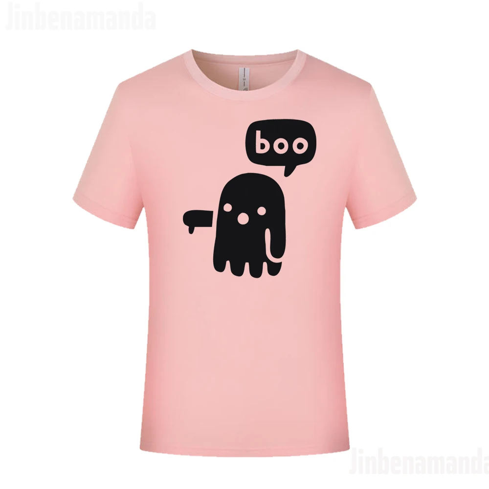 

Funny Ghost Boo T-Shirt Men Charcoal Grey Black Summer T Shirts For Male Outdoor Tee Tops Printed Oversized Tshirt