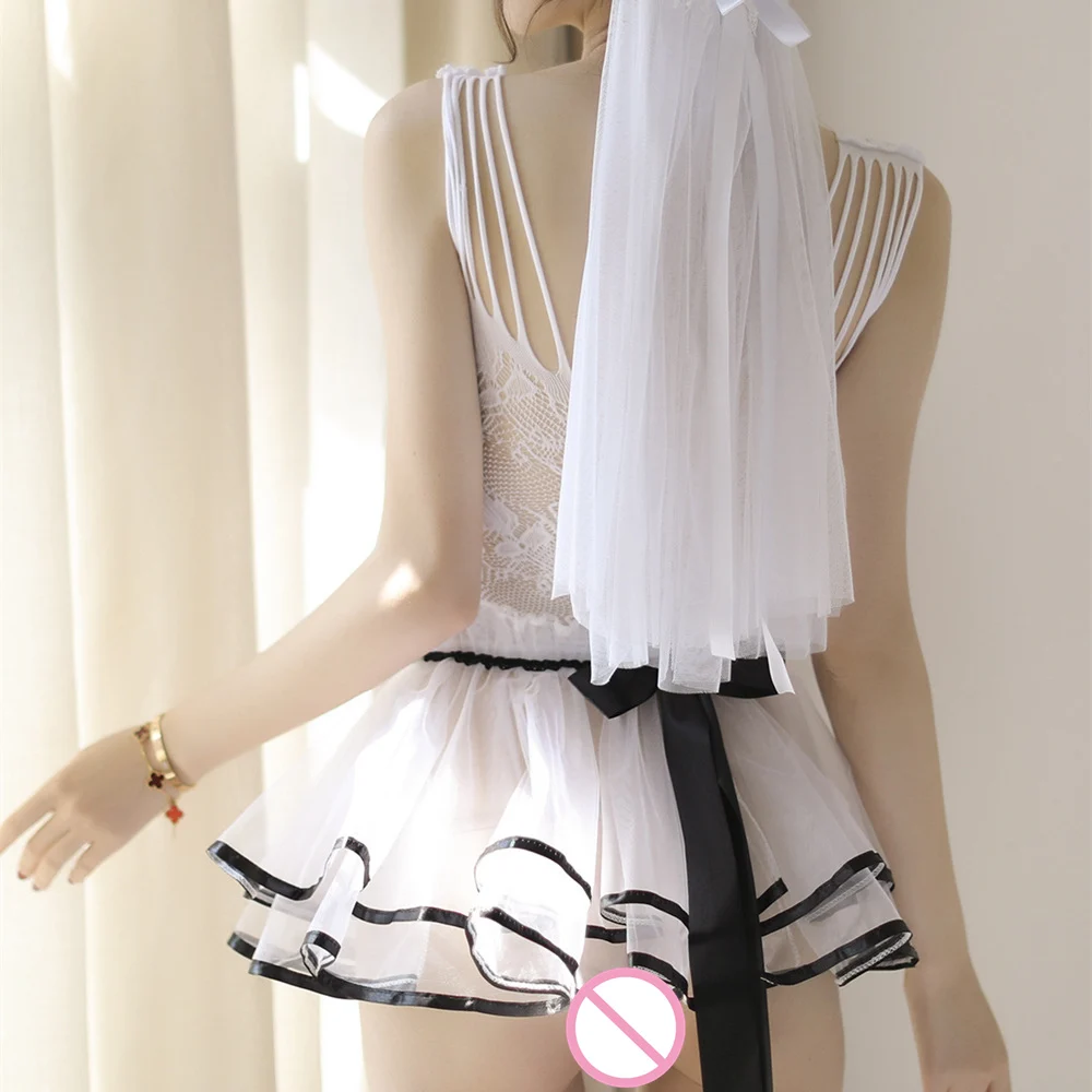 Elegant Sexy Lingerie Erotic Cosplay Costumes Mesh Uniform Transparent Lace Dress Stockings Adult Women Intimates Underwear |