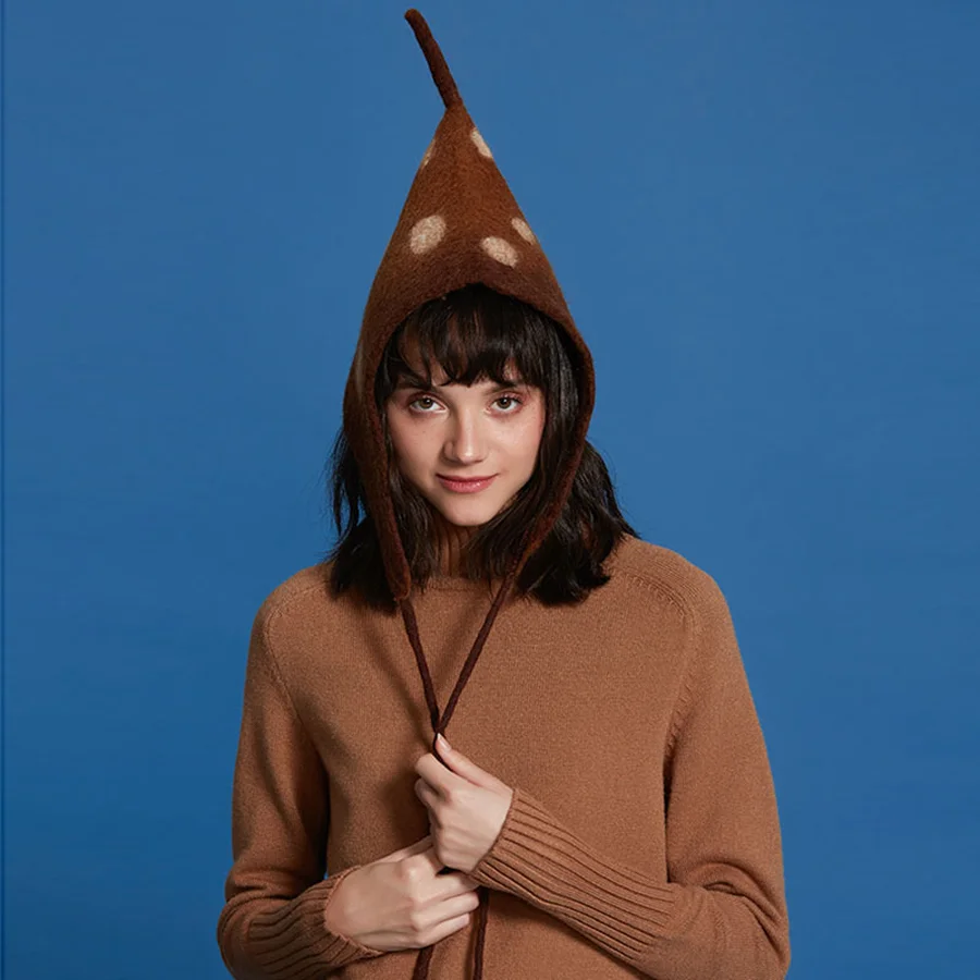 Ручной работы Теплая коническая шерсть головной убор Рождественский подарок