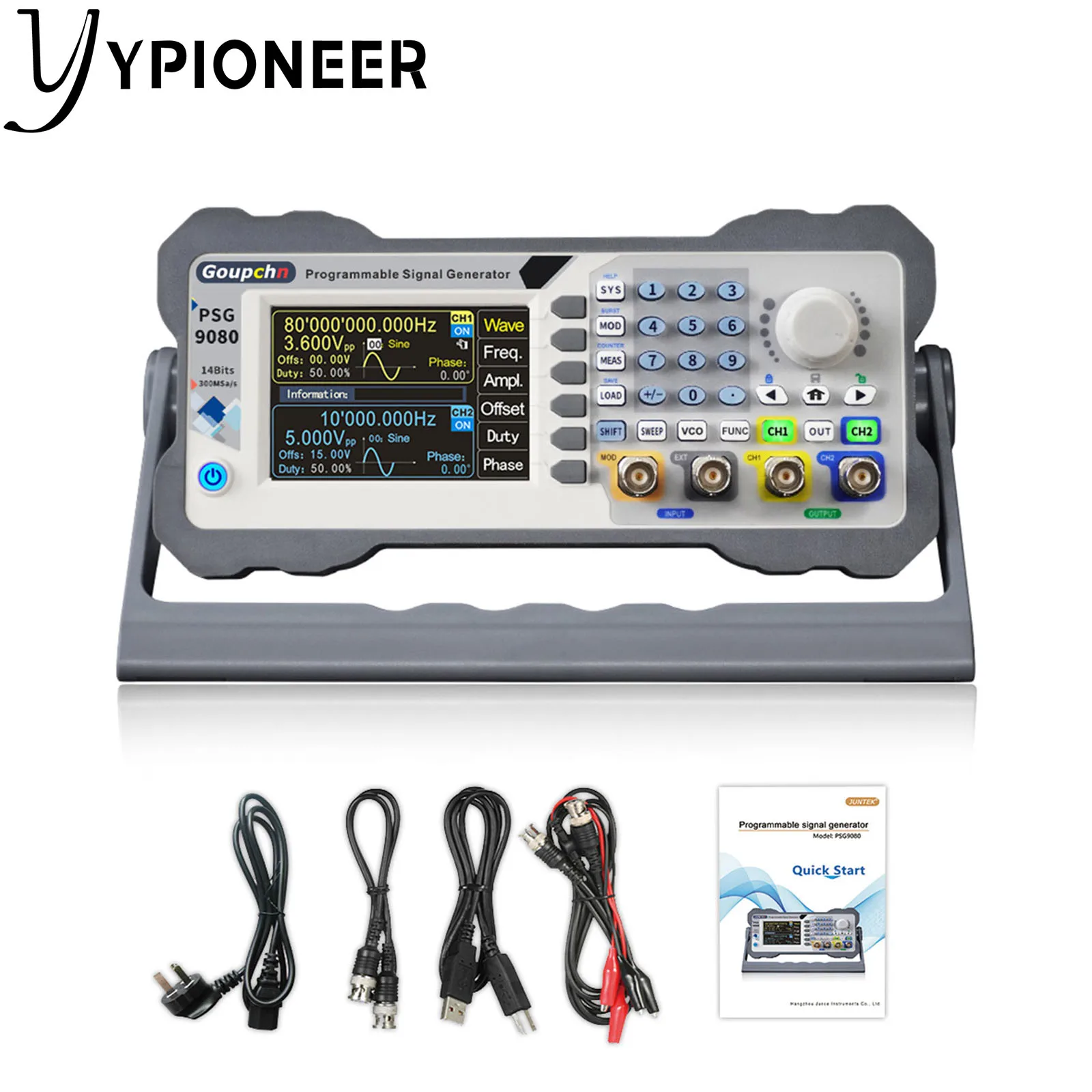 

YPioneer PSG9080 80 МГц цифровая Управление DDS генератор сигналов двухканальный Aribitrary сигнала Функция генератор