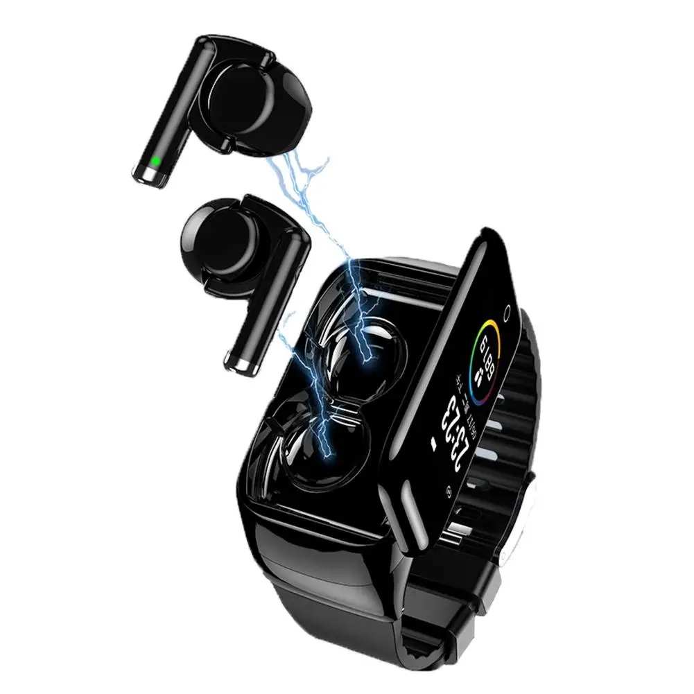 

Модные умные часы 2 в 1, беспроводные Bluetooth наушники, браслет, спортивный фитнес-трекер, наручные наушники для Apple IOS Android