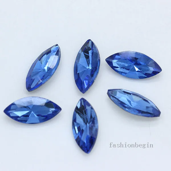 mid sapphire Все цвета все размеры Наветт стеклянные хрустальные заостренные с обратной стороны Стразы фольгированные причудливые камни 4x8 мм 5x10 мм 6x12 мм 7x15 мм - Цвет: mid sapphire