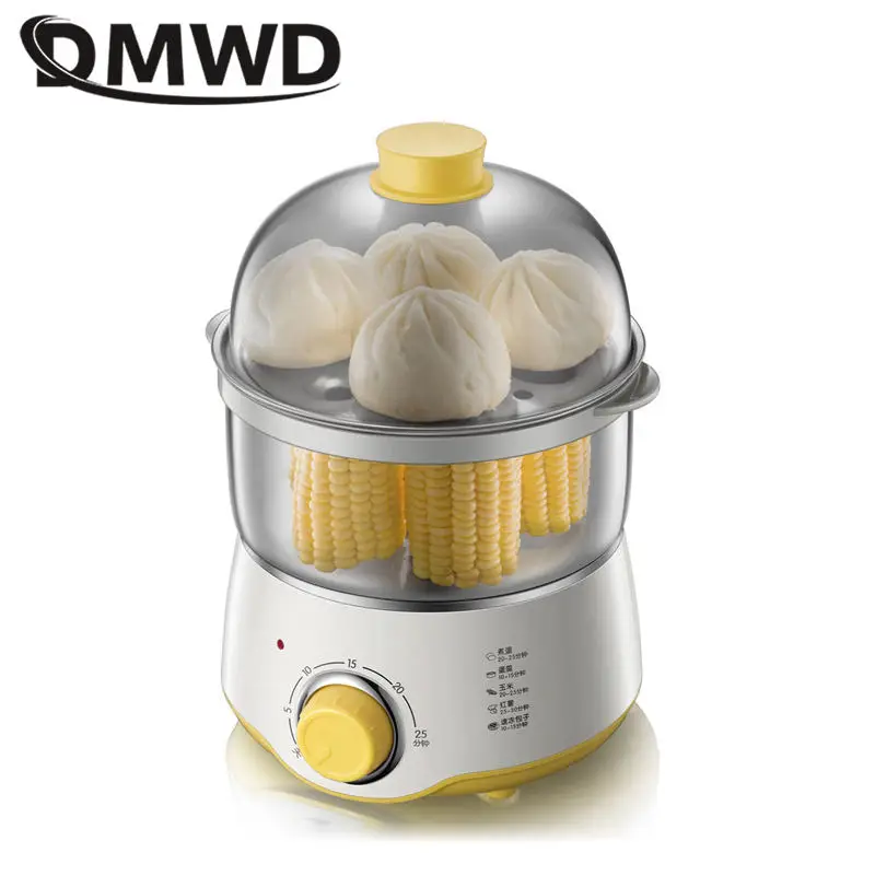 Caldeira de Ovo Dmwd Multifuncional Elétrica Camadas 16 Ovos Capacidade Alimentos Vapor Aço Inoxidável Anti Seco Queima Ferramenta Cozinha ue 2