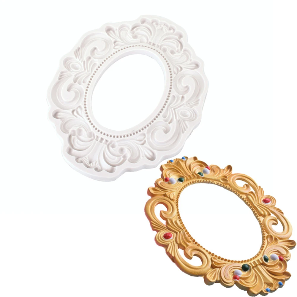 3D DIY большая овальная фоторамка силиконовая форма для торта украшения инструмент