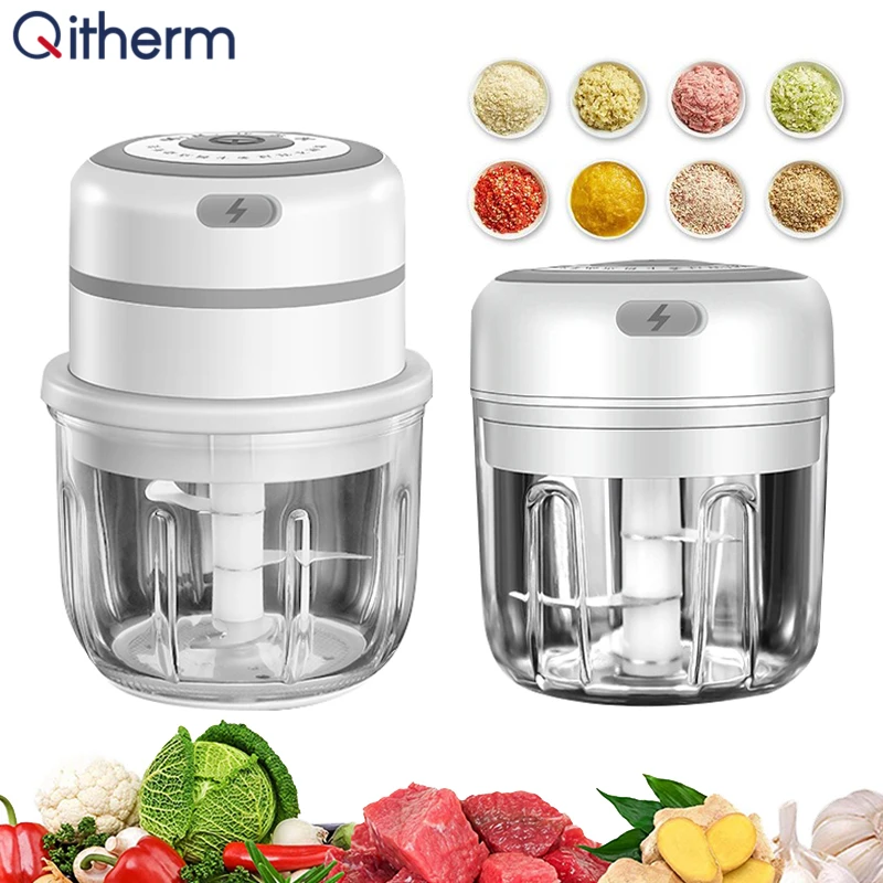 

Mini Electric Garlic Chopper Set USB Charging Vegetable Masher Durable Garlic Press Ginger Chili Meat Grinder Kitchen Tool
