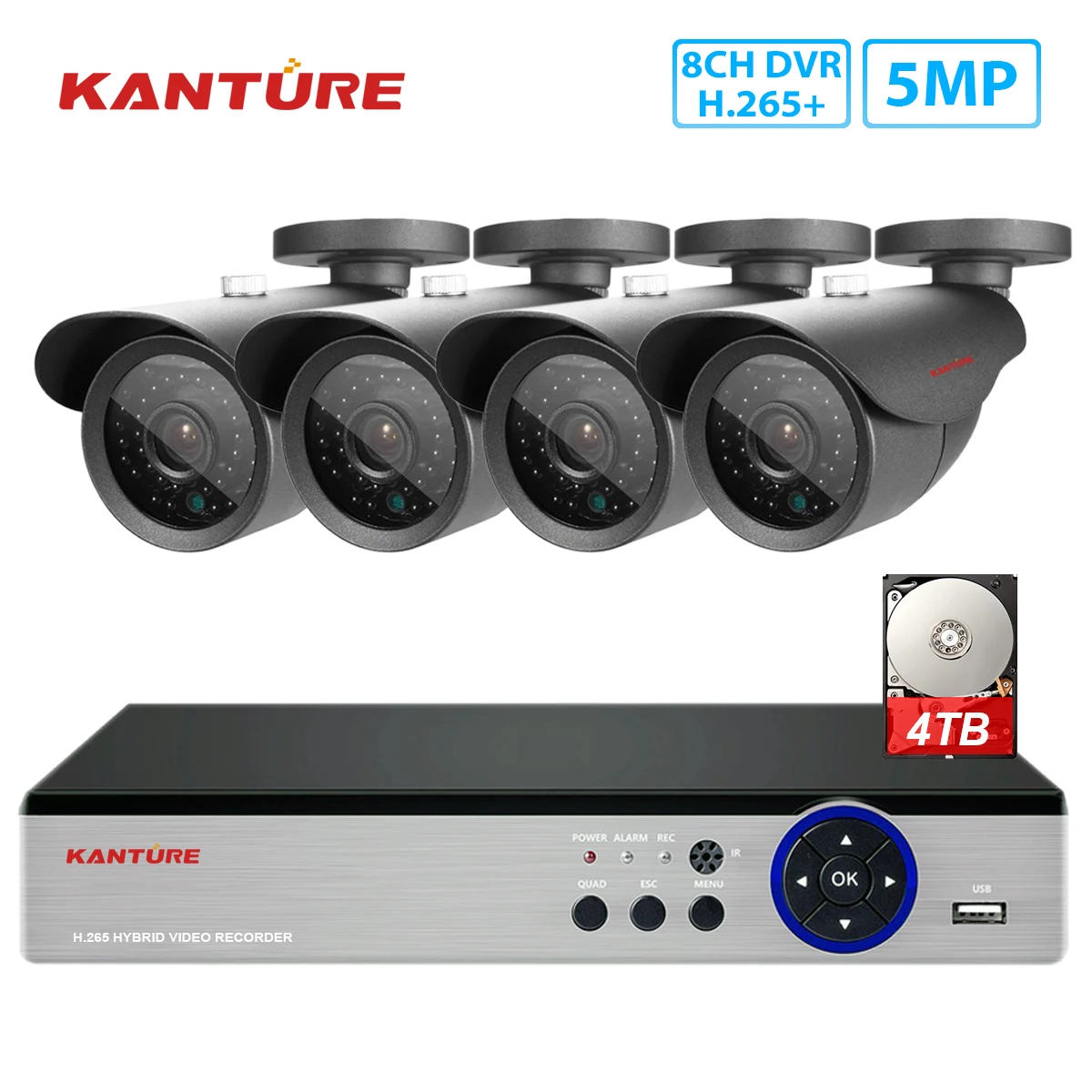 Камера Наружного видеонаблюдения KANTURE h.265 водонепроницаемая камера безопасности