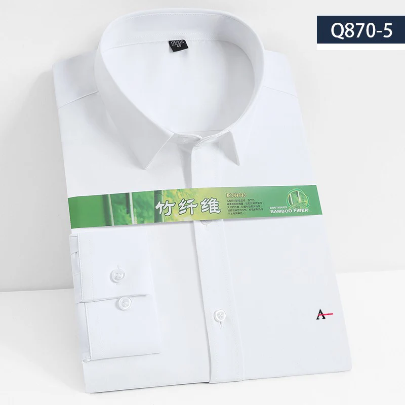 2021 Reserved Aramy Camisa Men's Shirt Long Sleeve Cotton Lapel Bamboo Fiber Pure Color Casual Slim Embroidered LogoDirect Sales