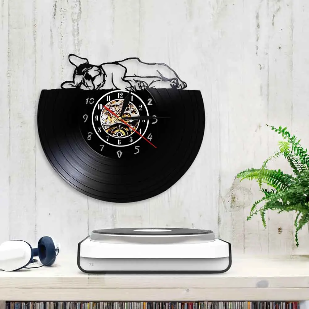 Очаровательные настенные часы с французским бульдогом современный дизайн