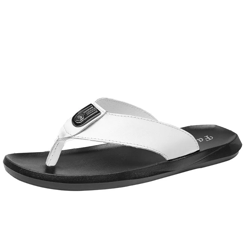 Новинка Летние классические кожаные тапочки Мужская обувь Повседневные Модные