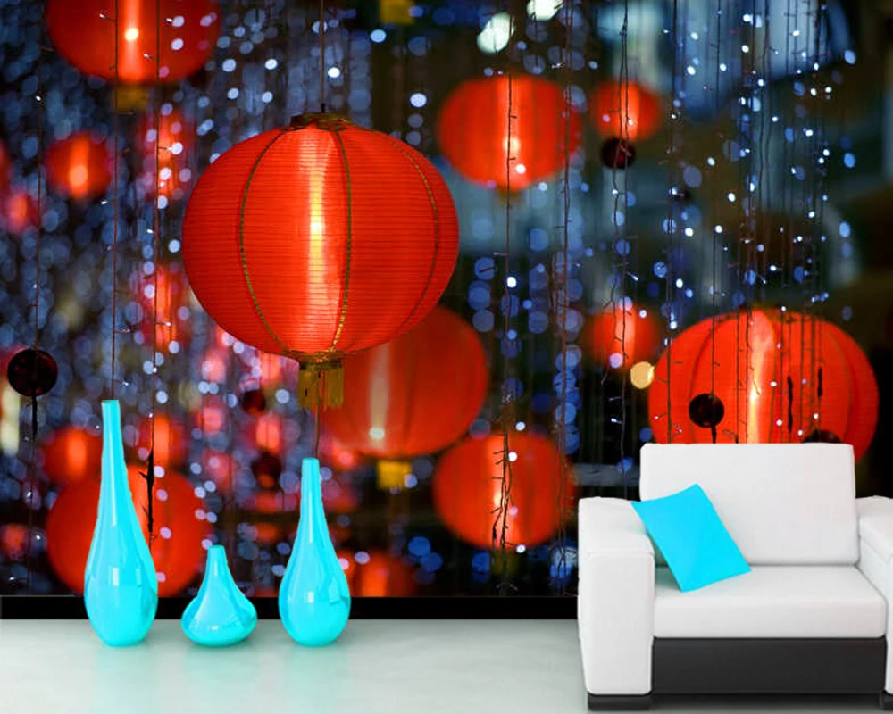 Обои 3d с красивыми бумажными фонарями обои для гостиной телевизора дивана