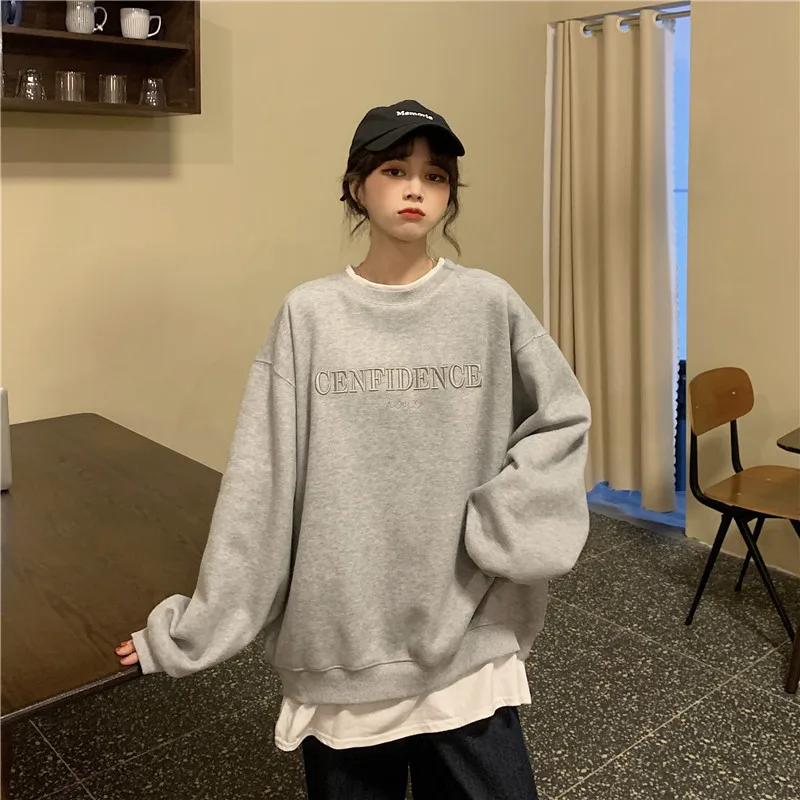 Loose Tops for Women Sweatshirt Spring Autumn Crewneck Vintage Harajuku Female Sweetshirts Casual Pullover Hoodie Woman Clothing
