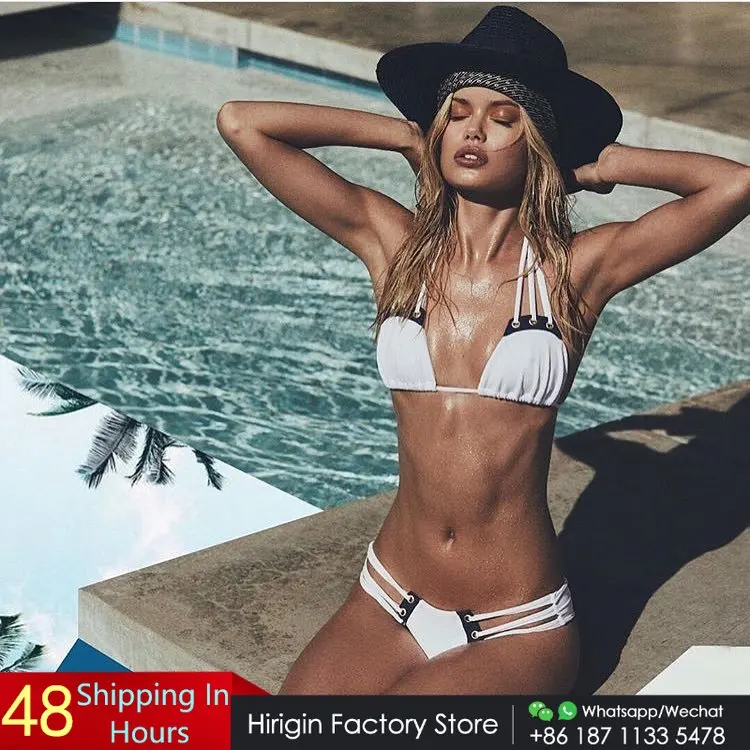 

Новинка 2018, бикини, женские купальники, сексуальные бандажные пуш-ап, с подкладкой через шею, стильные женские купальники, пляжная одежда