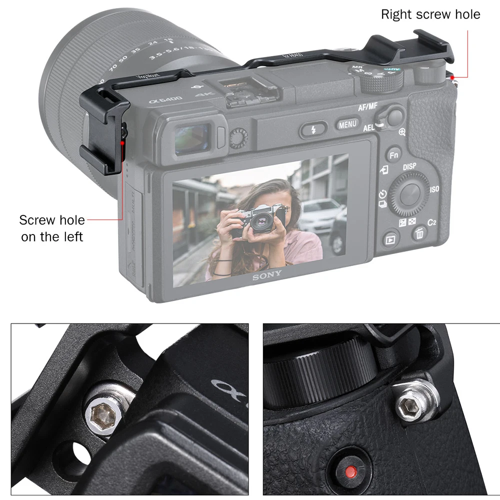 UURig двойной Холодный башмак пластина для sony A6400 кронштейн двойной накладной внешний микрофон светодиодный свет для студийной видеосъемки аксессуары