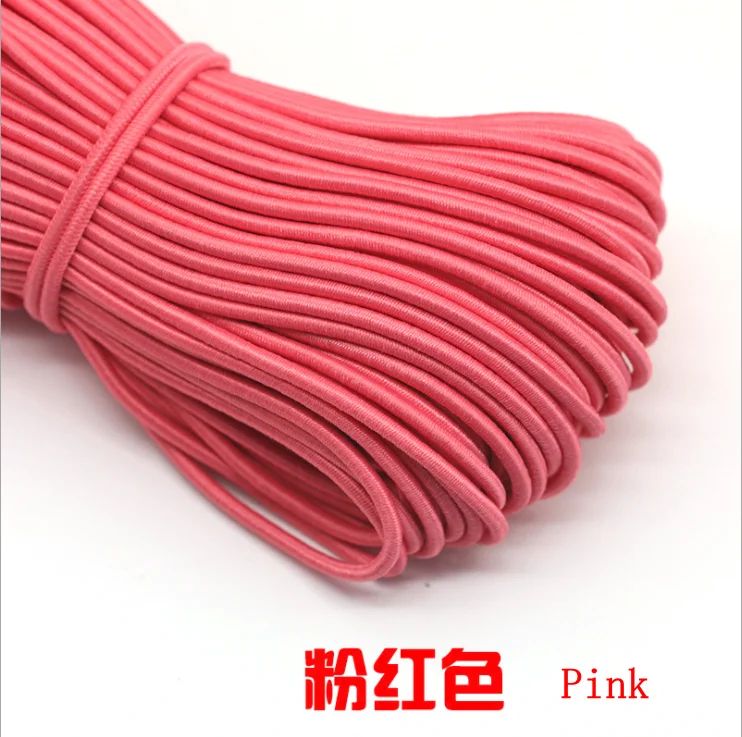 Pink 10 м/лот, 24 цвета, высокое качество, 3 мм, цветная круглая эластичная повязка, резиновая эластичная веревка, ювелирные браслеты, веревка для улицы, веревка, E-2 - Цвет: Pink