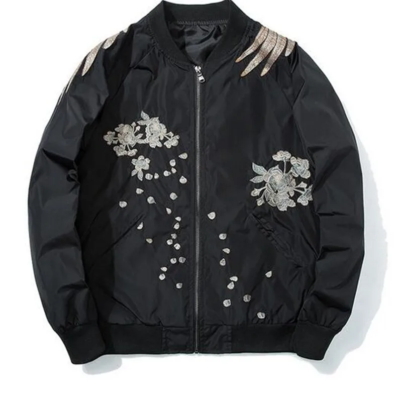 Весенняя куртка-бомбер для мужчин и женщин бейсбольная куртка с вышивкой птиц
