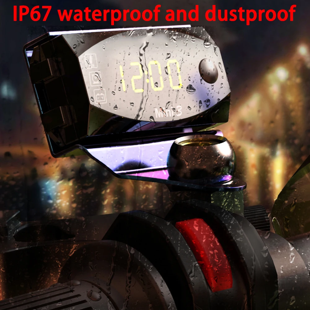 Универсальный мотоцикл электронные часы термометр Вольтметр Три в одном IP67