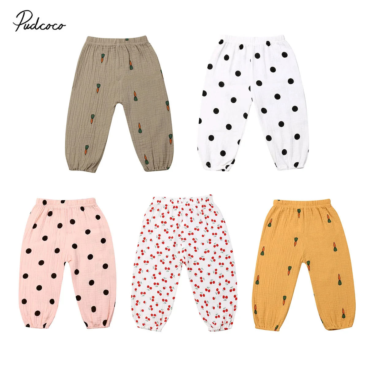 Детские шаровары в горошек свободные хлопковые длинные штаны с защитой от