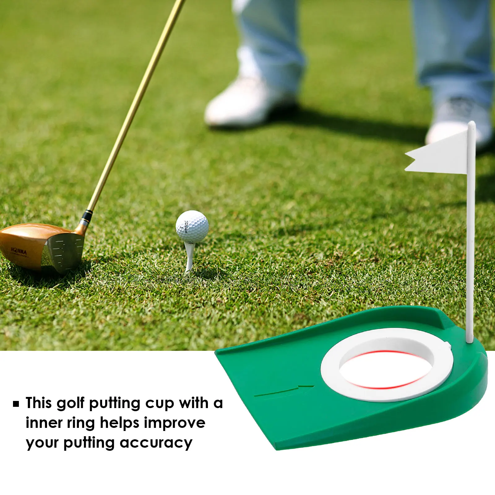 

Indoor Golf Putting Trainer With Hole Flag Putter Mat Golf Putting Hole Training Aids Practice Cup For Home Yard Outdoor