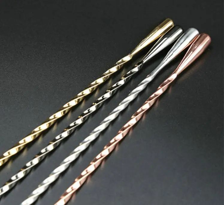 Satılık 304 Paslanmaz çelik Karıştırma Kokteyl Kaşığı 3 Renk Spiral Desen Bar Su Damlası Karıştırma Kaşığı Barmen Bar Aracı Toptan