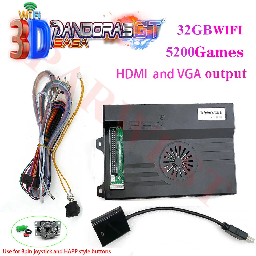 

3D Pandora Box SAGA GT 5200 In 1 WIFI Game Board HDMI VGA Video PCB Arcade Cartridge Jamma For Retro PC PS3 Controller